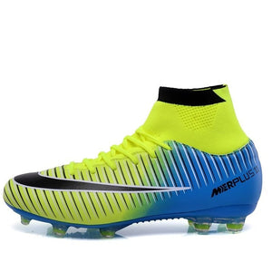 Sufei Football Boots Men High Ankle Superfly Soccer Shoes AG Professional Outdoor Kids Training Sock Cleats
